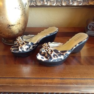 NWOT Guess Leopard Slip On Heels